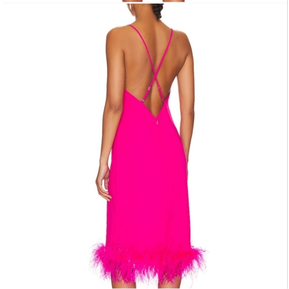 Amanda Uprichard Hot Pink Dress with Feather Detail
